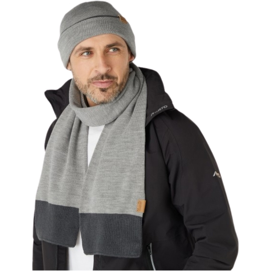 2025 Musto Tipped Beanie & Scarf Set 86123 - Grey Melange